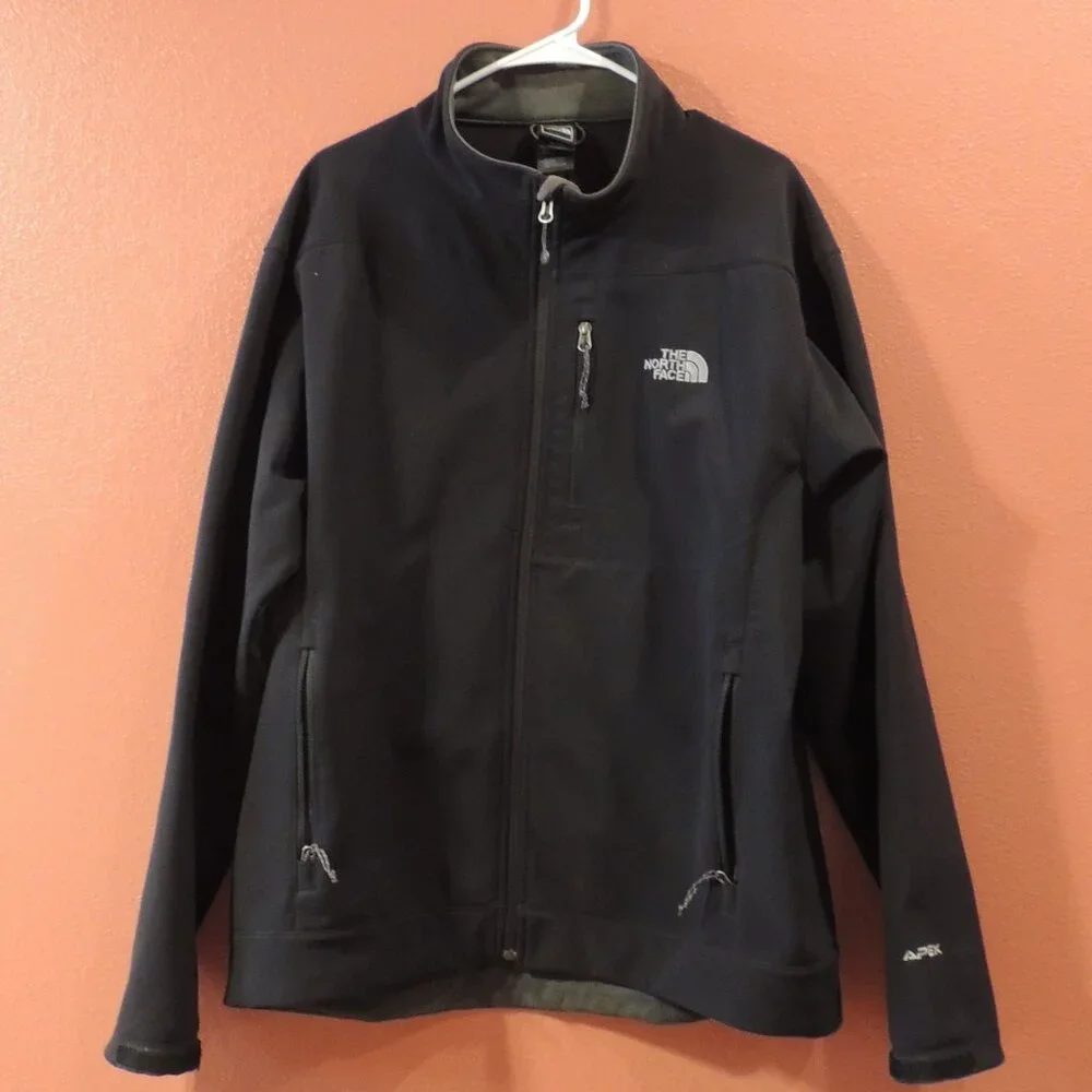 North Face Apex Jacket Men X Large Black Full Zip Pockets Outdoor Camp Jacket